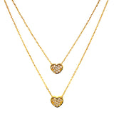 Collar (doble) de corazones en oro amarillo 10kt. 42cm/45cm