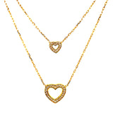 Collar (doble corazones) en oro amarillo 10kt. 42cm/45cm