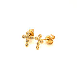 (SOFIA) Aretes (cruz) con diamantes en oro amarillo 10kt