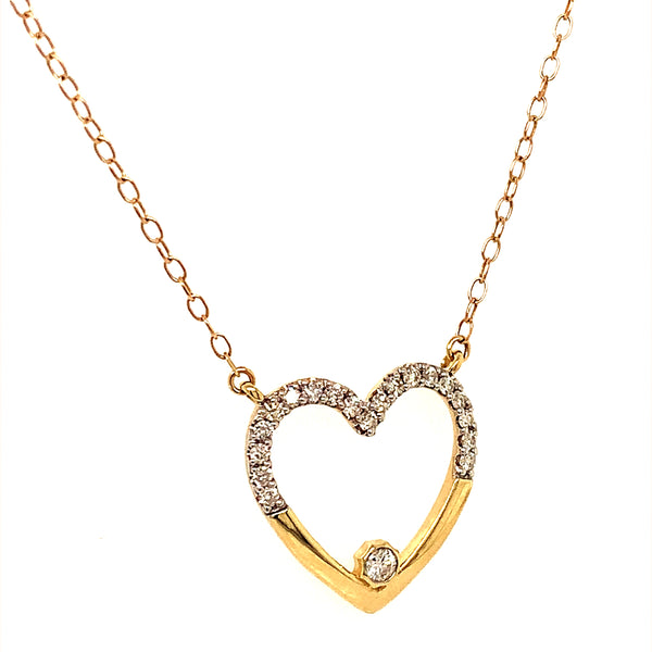 (SOFIA) Collar (corazón) con diamantes en oro amarillo 10kt.