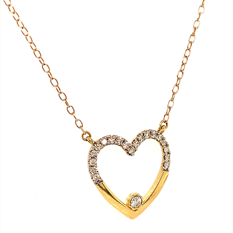 (SOFIA) Collar (corazón) con diamantes en oro amarillo 10kt.