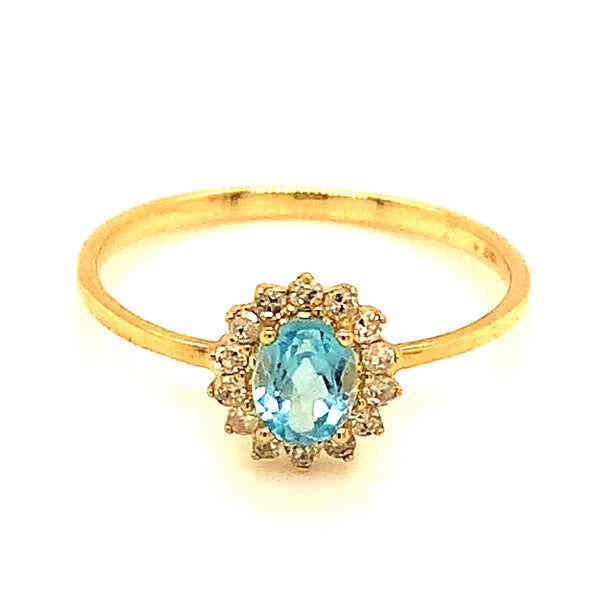 Anillo de Topacio Azul en oro amarillo 10kt. ANTES: $329.00