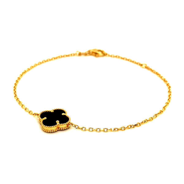 Pulsera (trébol onix negro) en amarillo 18k. 17/19cm