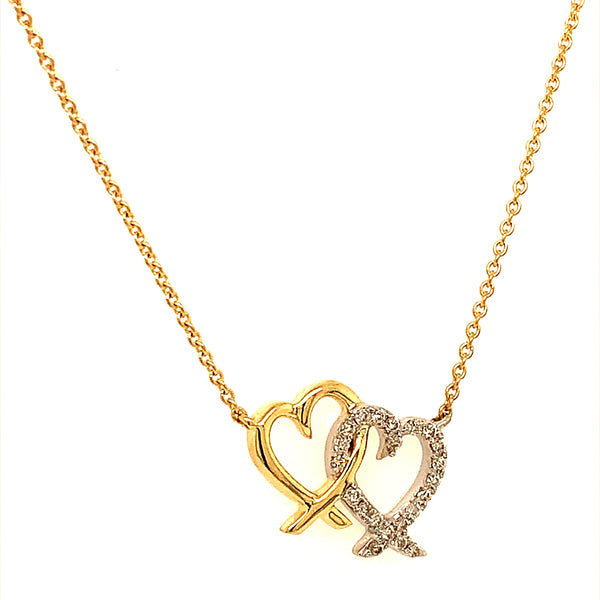 Collar (corazones) con diamantes en oro amarillo 14kt.