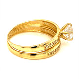 Set de anillos de matrimonio con circones en oro amarillo 10kt