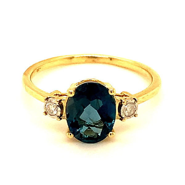 Anillo de Topacio Azul en oro amarillo 10kt ANTES: $379.00