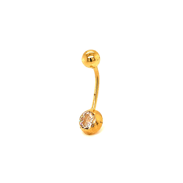 Piercing (circón) de ombligo en oro amarillo 10kt.