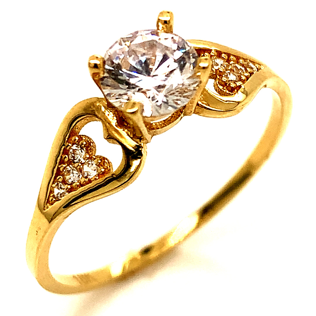 Anillo con circones en oro amarillo 18k