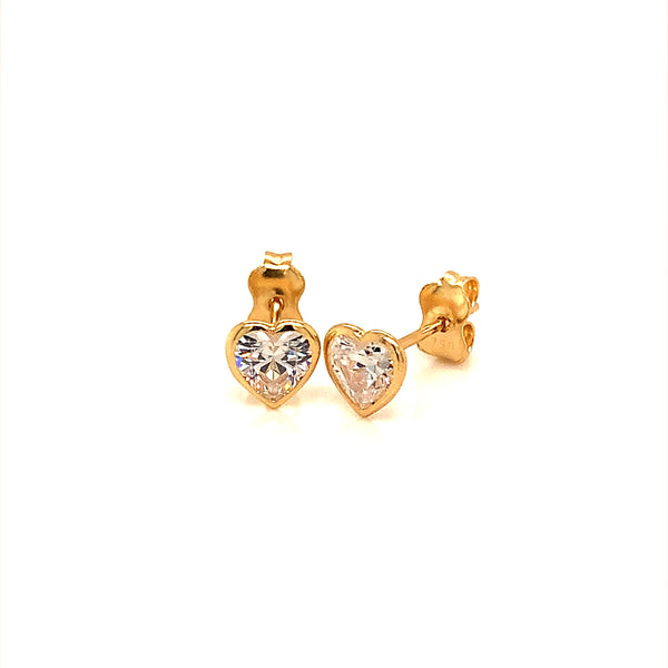 Aretes (corazón) en oro amarillo 18kt.