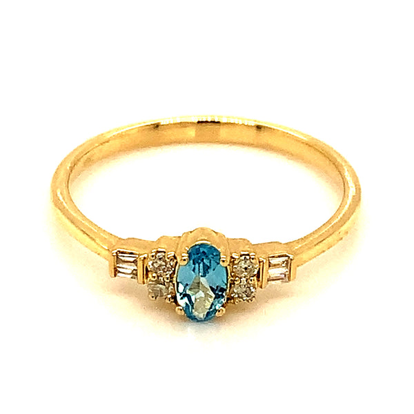 Anillo de topacio azul en oro amarillo 10kt.