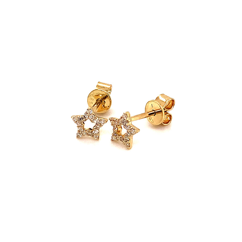 (SOFIA) Aretes (estrella) con diamantes en oro amarillo 10kt