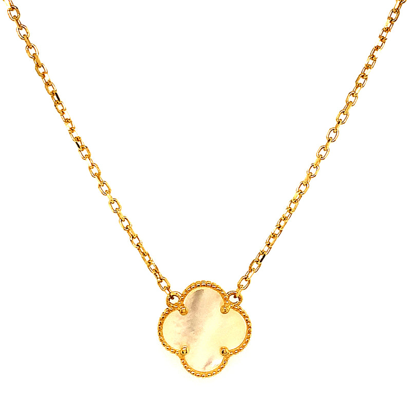 Collar (trébol nacar blanco) en oro amarillo 18kt. 42/45cm