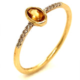 Anillo de Citrino con diamantes en oro amarillo 10kt.