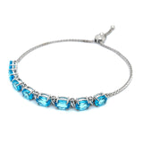 Pulsera ajustable de cuarzo azul en plata 925 ANTES: $165.00