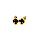 Aretes (trébol negro onix) en oro amarillo 10kt.