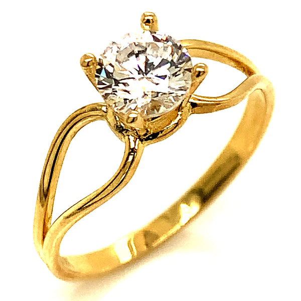 Anillo con circones en oro amarillo 10kt.