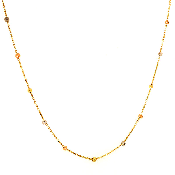 Collar (bolitas) en oro 3 Tonos 10kt. 42cm/44.5cm