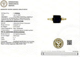 (LD) Anillo con zafiro y diamantes de laboratorio en oro amarillo 14KT.