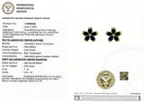 (LD) Aretes con zafiros y diamantes de laboratorio en oro blanco 14KT.