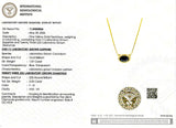 (LD) Collar con zafiro y diamantes de laboratorio en oro amarillo 14KT. 43cm
