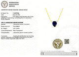 (LD) Collar con zafiro de laboratorio en oro amarillo 14KT. 43cm