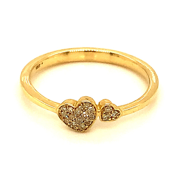 (SOFIA) Anillo (corazones) con diamantes en oro amarillo 10k