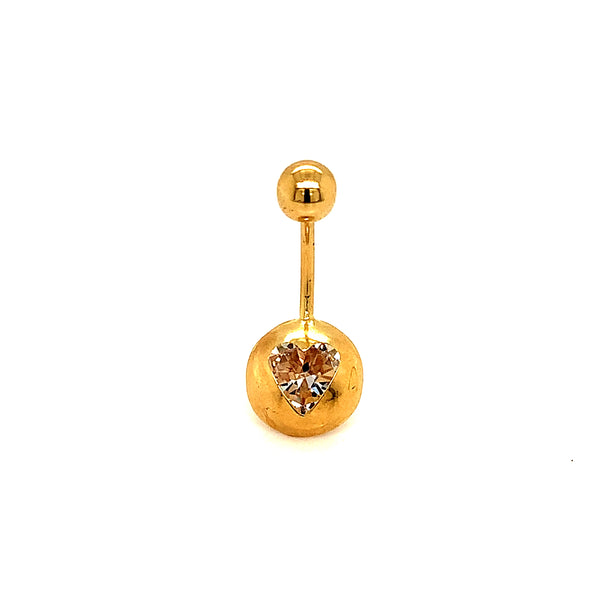 Piercing (corazón) de ombligo en oro amarillo 10kt.