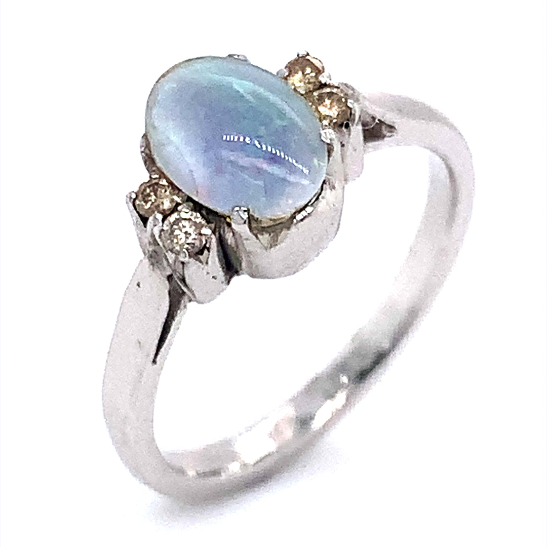 Anillo Ajustable Plata 925 Ópalo Joya Mujer Moda Vintage | Cuotas Sin Interés
