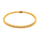 (LD) Pulsera (tennis) con diamantes de laboratorio en oro amarillo 14kt.