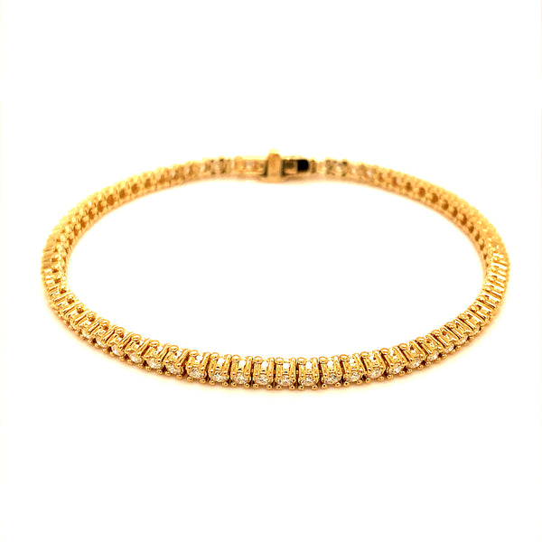 (LD) Pulsera (tennis) con diamantes de laboratorio en oro amarillo 14kt.