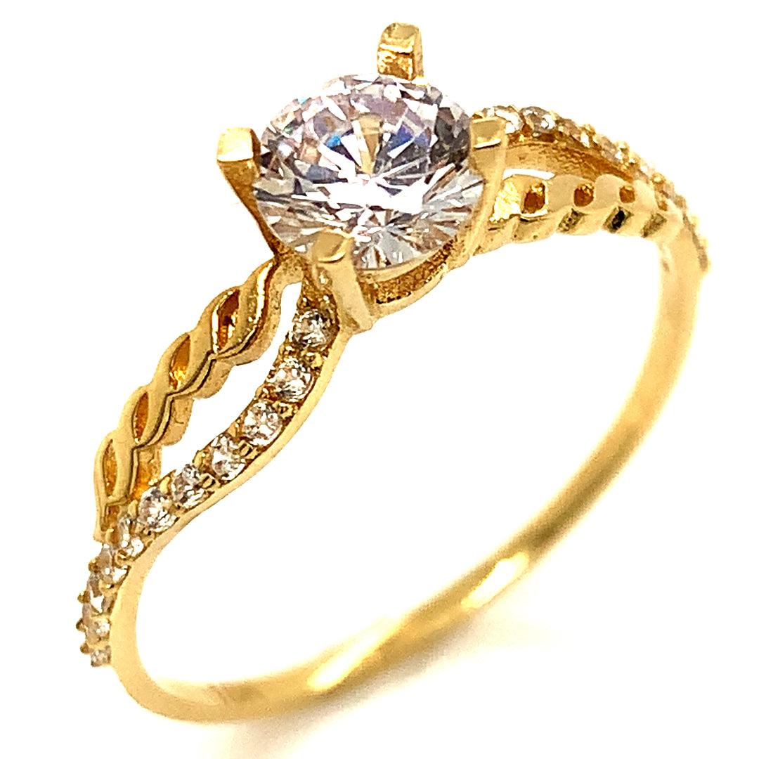 Anillo con circones en oro amarillo 18k