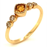 Anillo de citrino con diamantes en oro amarillo 10kt.  ANTES: $329.00