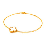 Pulsera (trébol nacar blanco) en amarillo 18k. 17/19cm