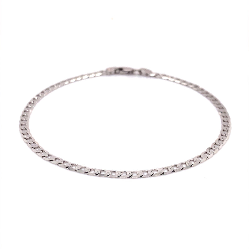 Pulsera gourmet maciza en oro blanco 18k. 21cm