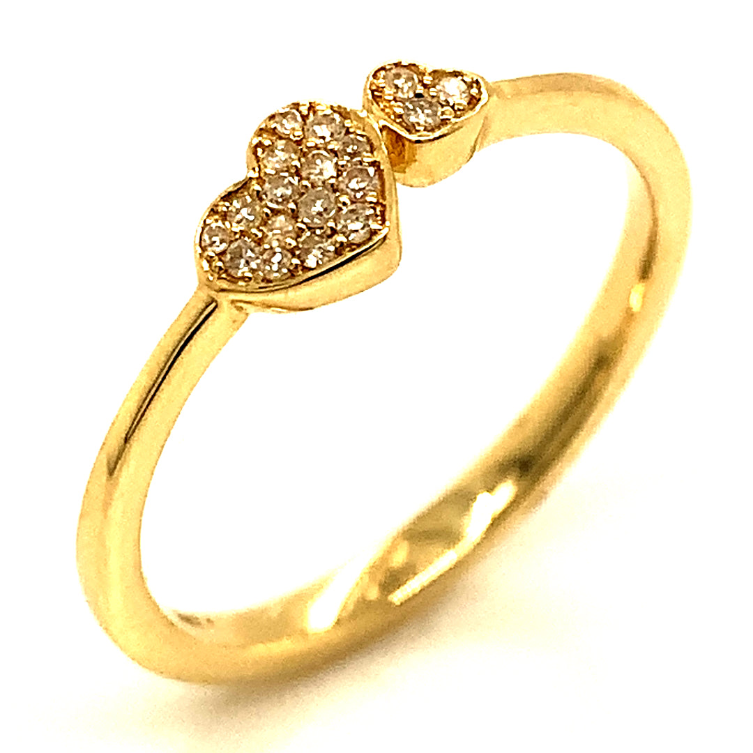 (SOFIA) Anillo (corazones) con diamantes en oro amarillo 10k