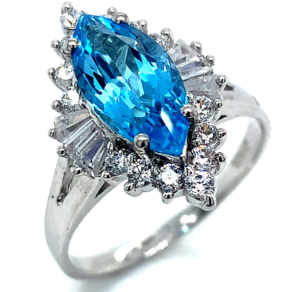 Anillo de cuarzo azul en plata 925