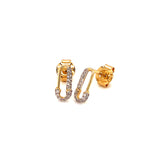 (SOFIA) Aretes (imperdible) con diamantes en oro amarillo 10kt