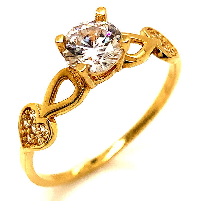 Anillo con circones en oro amarillo 18k