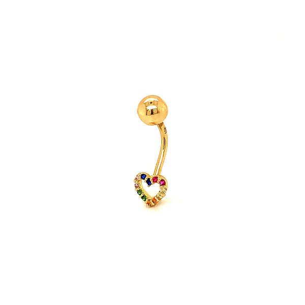 Piercing (corazón) de ombligo en oro amarillo 10kt.