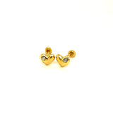 Aretes (corazón) para bebés en oro amarillo 10kt