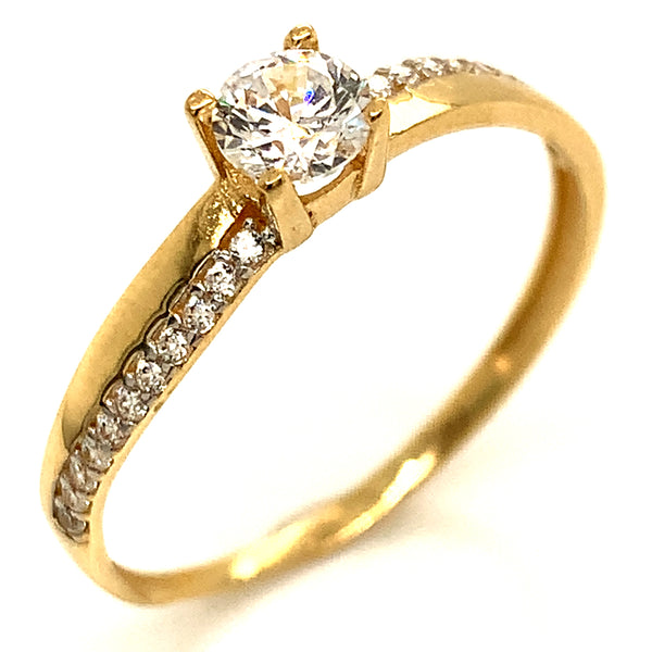 Anillo con circones en oro amarillo 18k