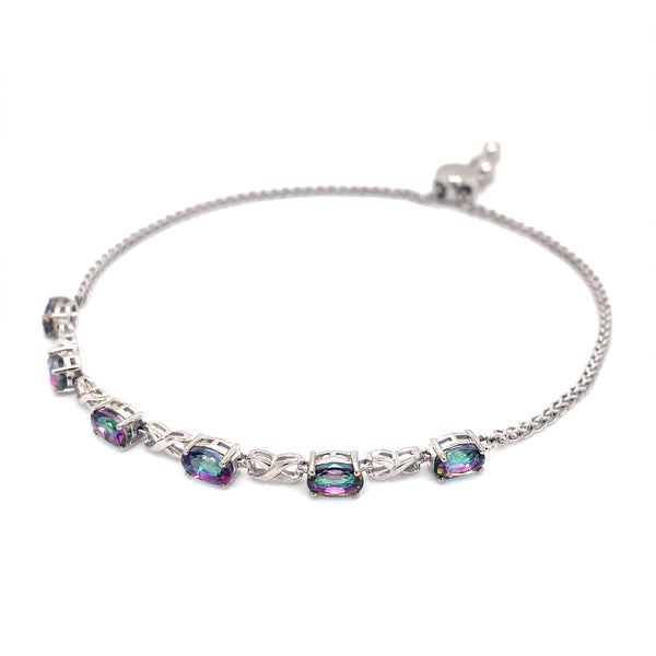 Pulsera ajustable de cuarzo místico en plata 925