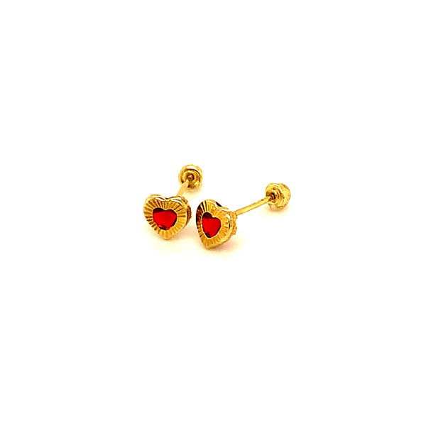 Aretes (corazón) para bebés en oro amarillo 10kt