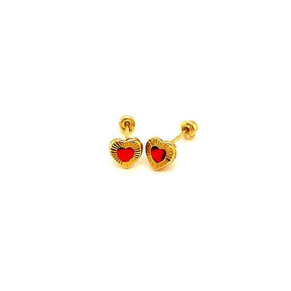 Aretes (corazón) para bebés en oro amarillo 10kt