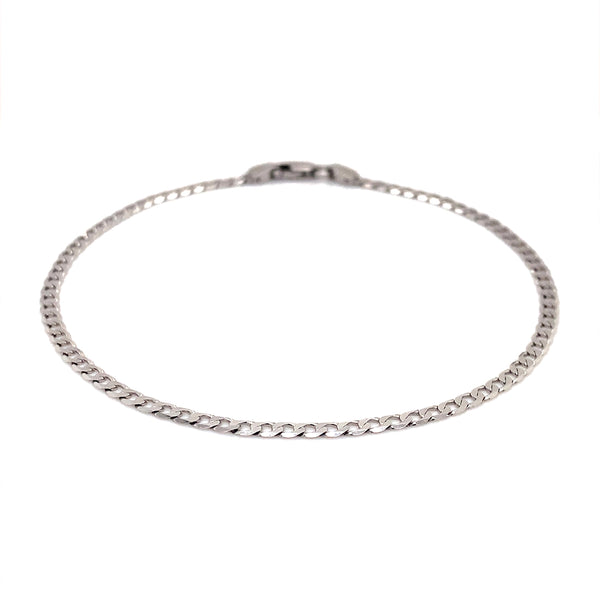 Pulsera gourmet maciza en oro blanco 18k. 21cm