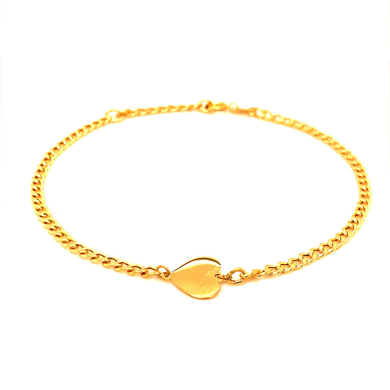 Pulsera (corazón) con oro amarillo 10k. 16/18cm