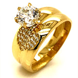 Set de anillos de matrimonio con circones en oro amarillo 10kt