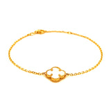 Pulsera (trébol nacar blanco) en amarillo 18k. 17/19cm