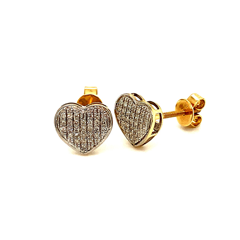 (SOFIA) Aretes (corazón) con diamantes en oro amarillo 10k