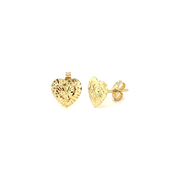 Aretes (corazón) en oro amarillo 10kt.